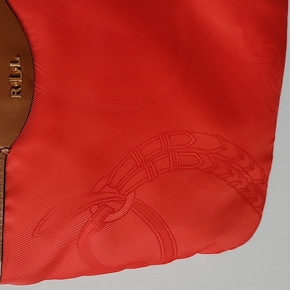 Lauren Ralph Lauren Red Brown Handbag Purse Logo Horseshoes - Picture 7 of 13